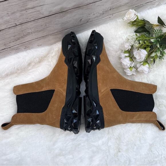 NEW Size 10 Womens Jimmy Choo Brown Diamond X Chelsea Suede Platform Ankle Boots - Picture 9 of 13